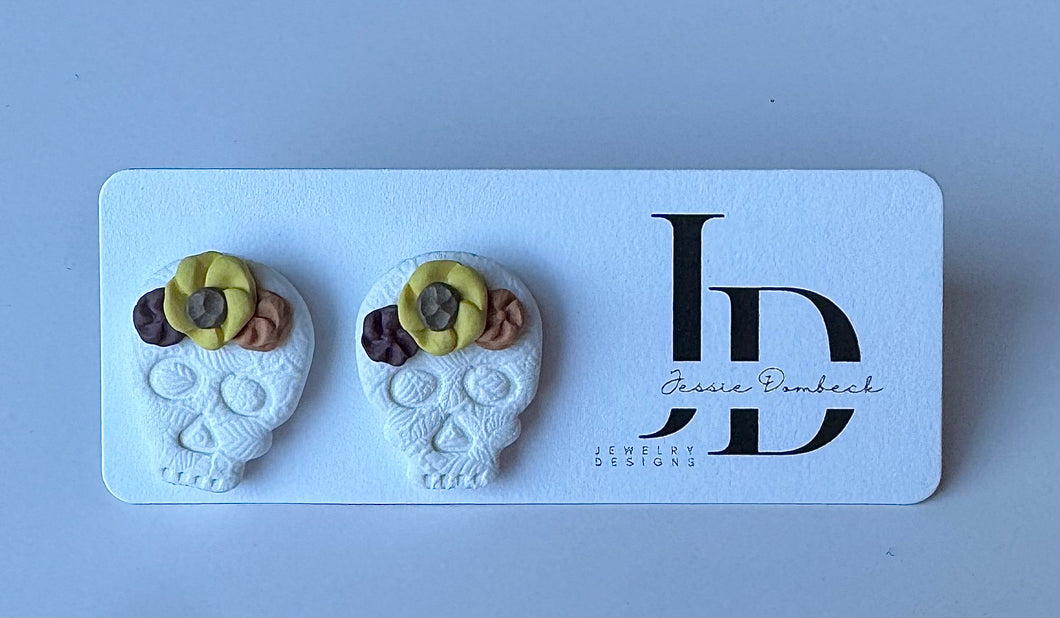 Floral Skull Studs