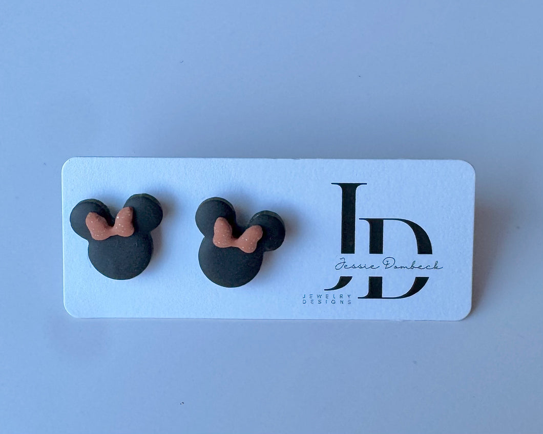 Mouse with Orange Bow Studs