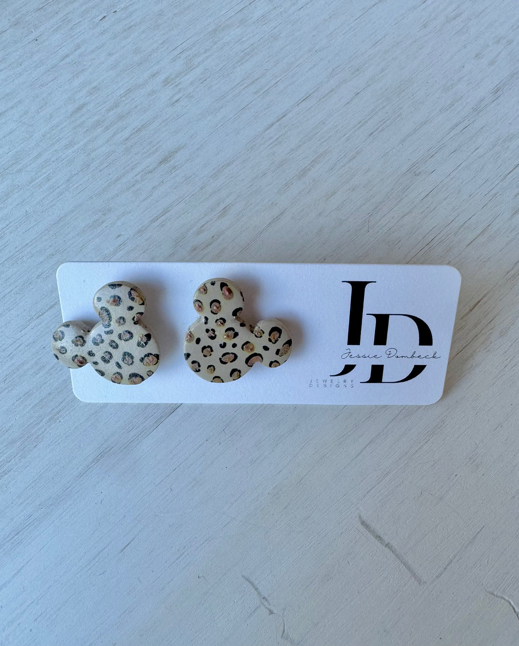 Large Light Cheetah Print Mouse Studs