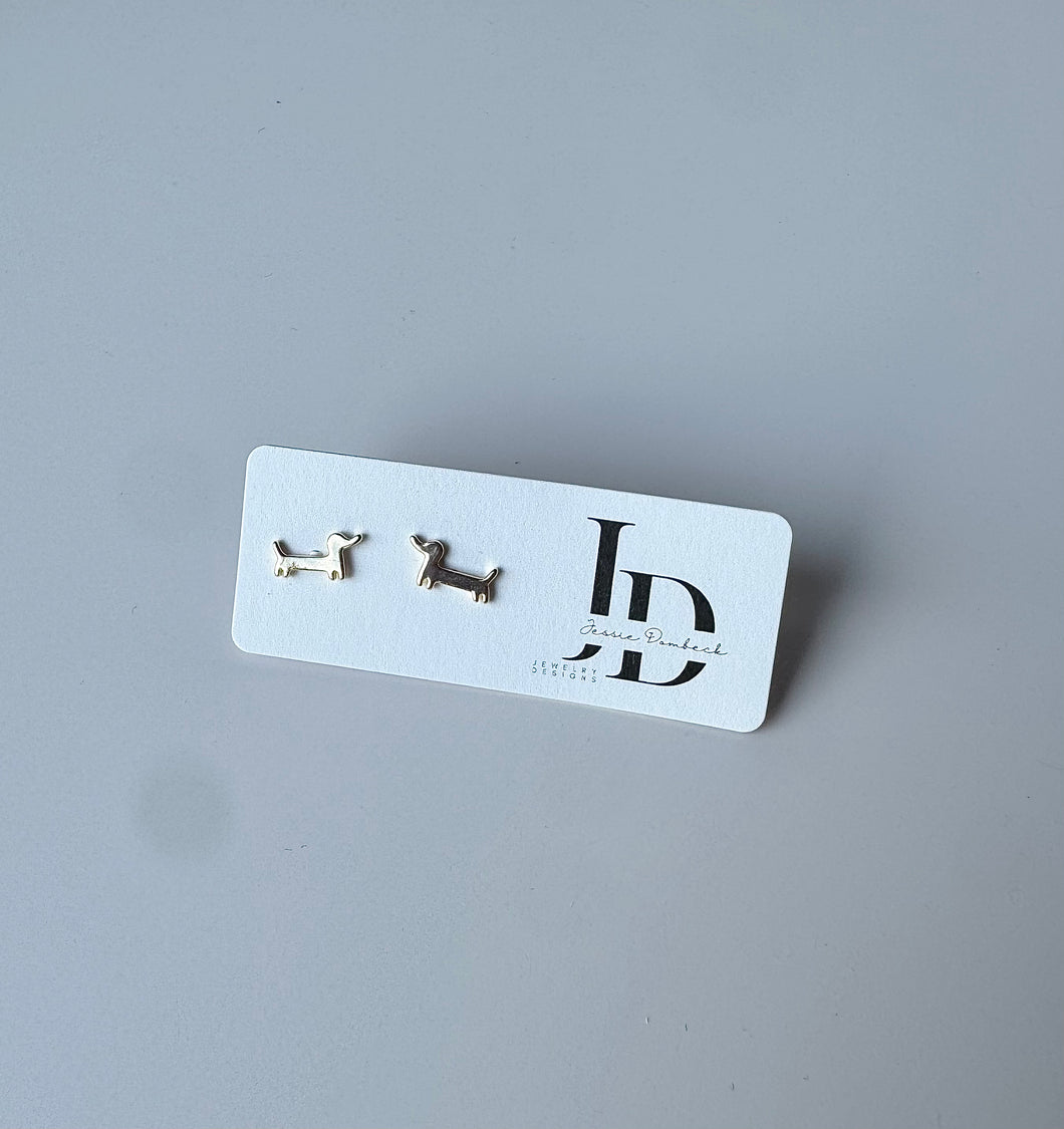 Gold Dachshund Studs